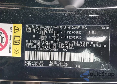 2019 Lexus Rx 450H z USA, uszkodzony, nr VIN 2T2BGMCA1KC040589